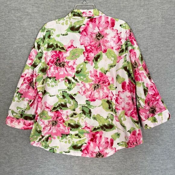 Adrian Delafield Floral Gingham Shirt Womens XL Button Up Easter Spring Country - Picture 5 of 11